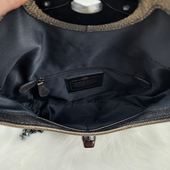 Coach Metallic Leather Turnlock Clutch Shoulder Bag - Picture 6 of 13